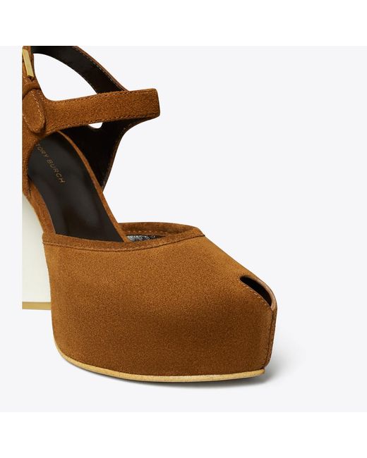 Tory Burch Brown Peep-Toe Platform Sandal