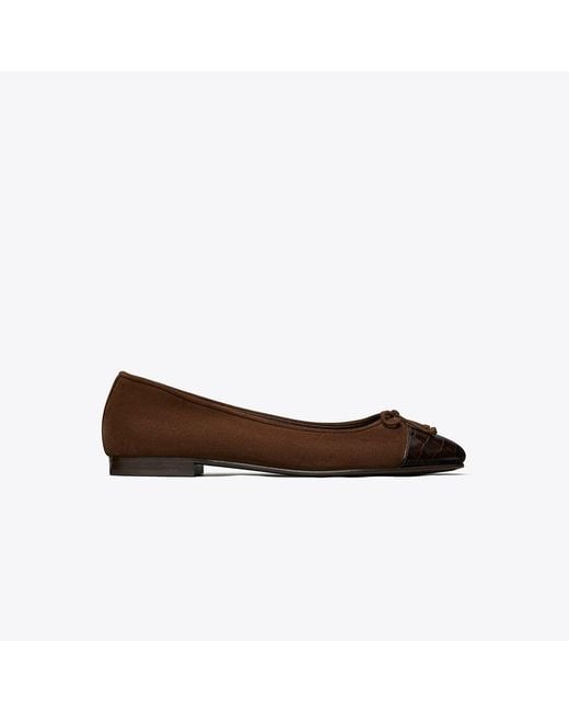 Tory Burch Brown Cap Toe Ballerinas