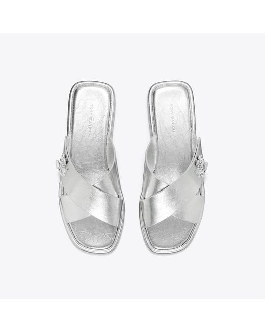 Tory Burch White Turnlock Cross-Band Slide for men