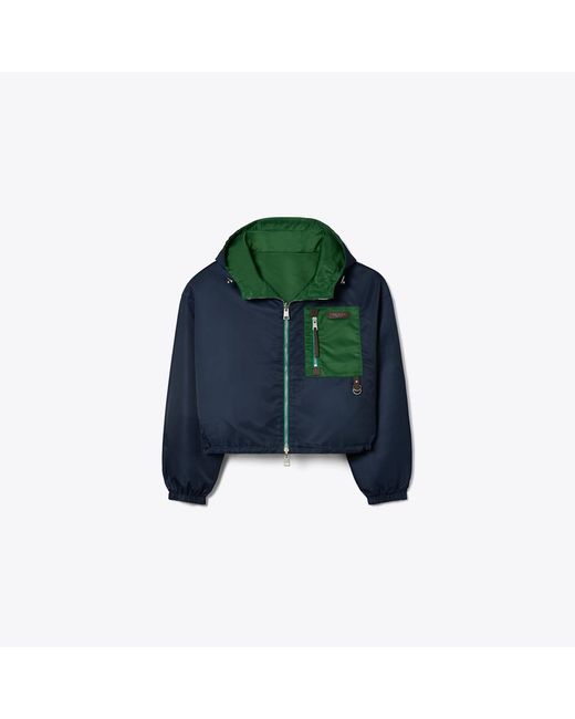 Tory Burch Green Reversible Cropped Nylon Jacket