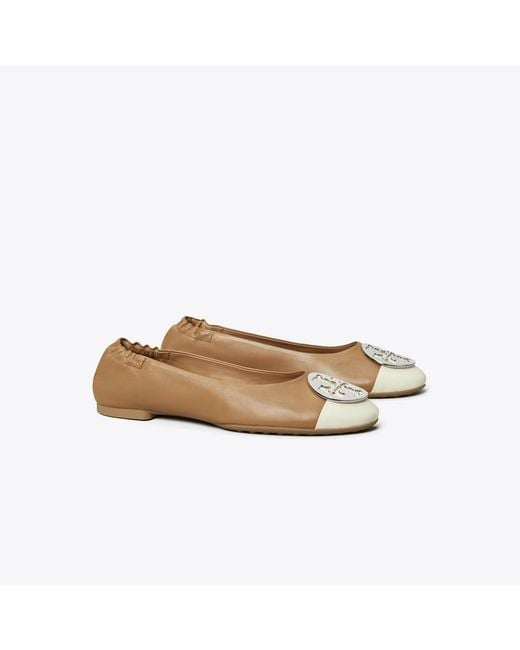 Tory Burch Natural Claire Cap-Toe Ballet