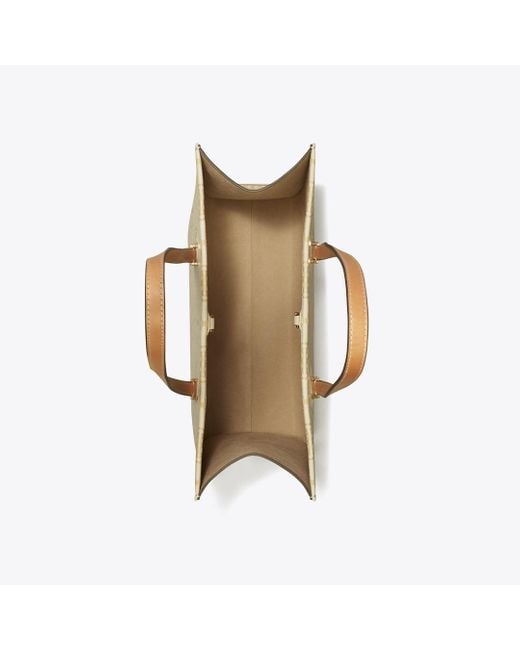 Tory Burch Natural Damen Strukturierte Tote Bag Mit T-Monogramm
