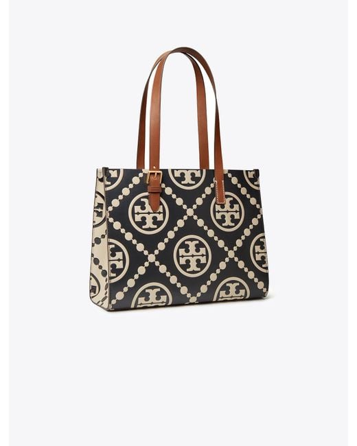 Tory Burch White Small T Monogram Contrast Embossed Tote