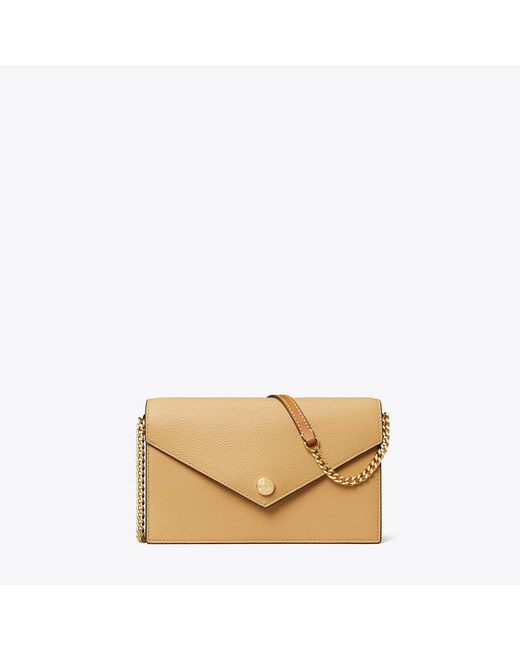 Tory Burch Natural Pebble Envelope Chain Wallet, One Size