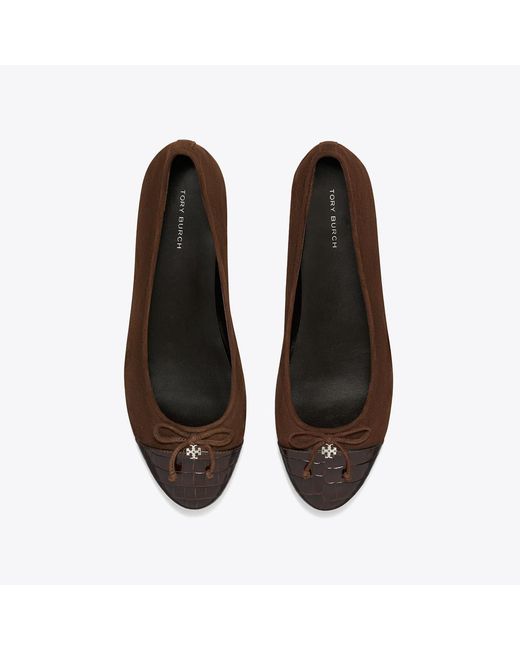 Tory Burch Brown Cap Toe Ballerinas
