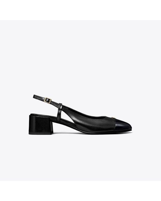 Tory Burch Black Cap-Toe Slingback 45Mm (Perfect/Perfect) Shoes