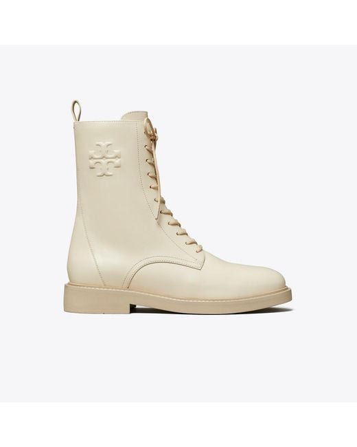 Tory Burch Natural Double T Combat Boot