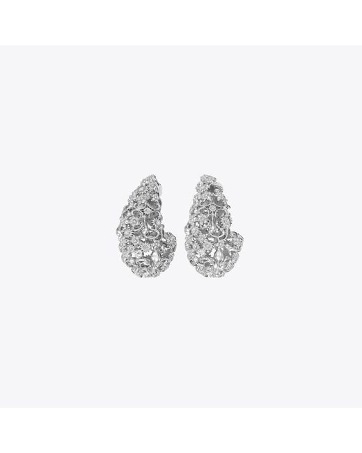 Tory Burch White Filigree Pierced Earrings
