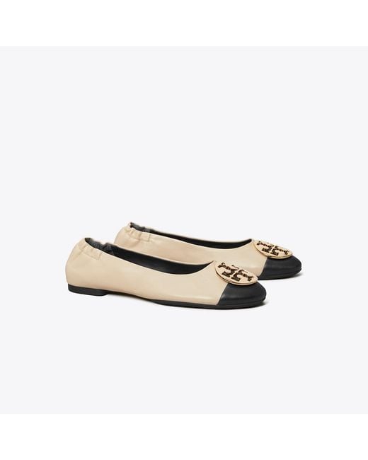 Tory Burch Natural Black And New Cream Claire Pointed Ballerina