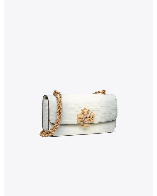 Tory Burch White Eleanor Embossed Rectangular Bag