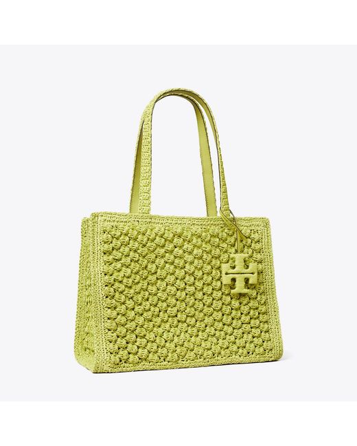Tory Burch Green Small Ella Hand-Crocheted Popcorn Tote