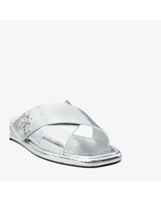 Tory Burch White Turnlock Cross-Band Slide for men