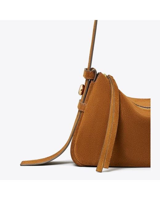 Tory Burch Brown Small Romy Suede Shoulder Bag, One Size