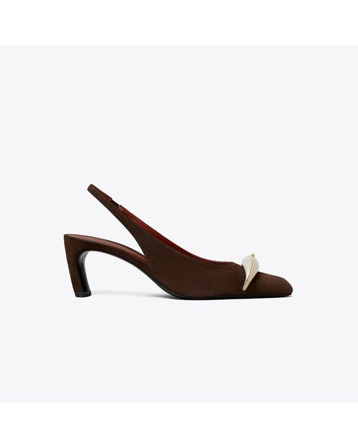 Tory Burch Brown Pierced Slingback Heel