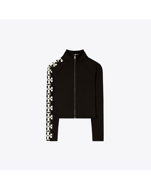 Tory Burch Black Tory Burch Nylon Logo Zip Top