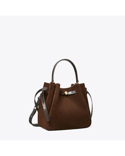 Tory Burch Brown Romy Suede Bucket Bag, One Size