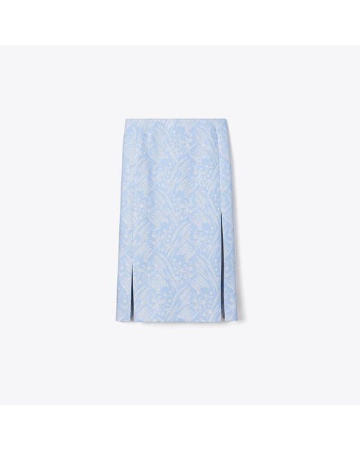 Tory Burch Blue Silk Jacquard Skirt