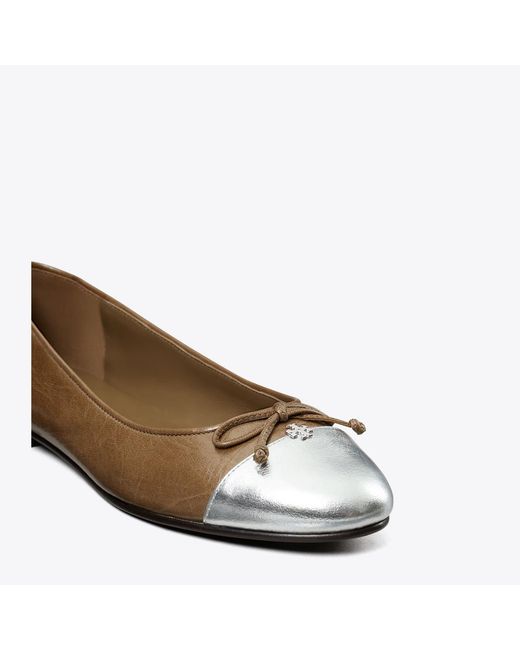 Tory Burch Brown Cap-Toe Ballet