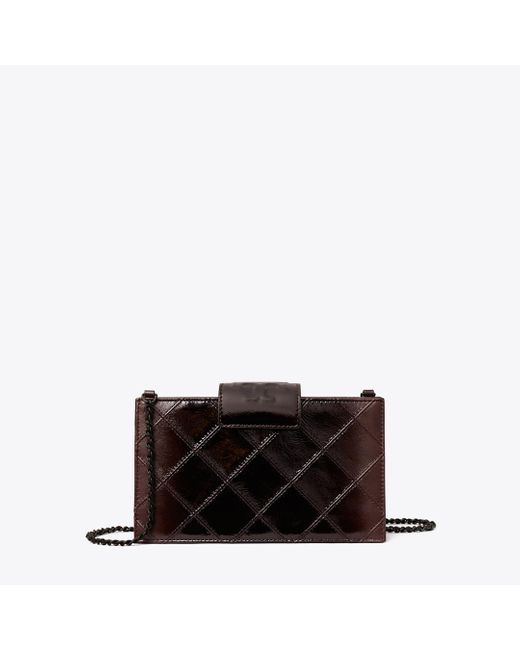 Tory Burch Black Damen Mini Fleming Crossbody Bag Aus Lackleder