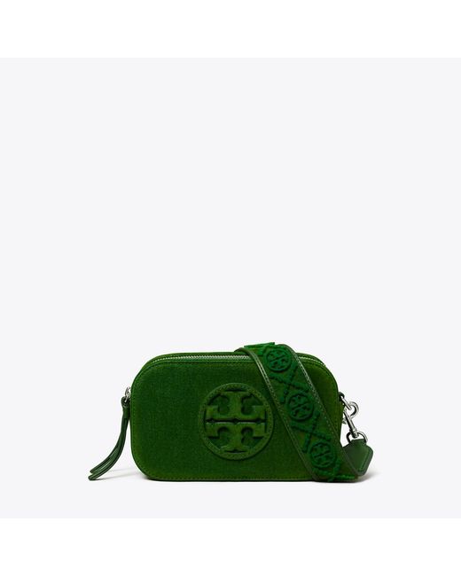 Tory Burch Green Mini Miller Flocked Crossbody Bag, One Size