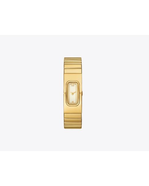 Tory Burch Black T Watch, Gold-tone Stainless Steel