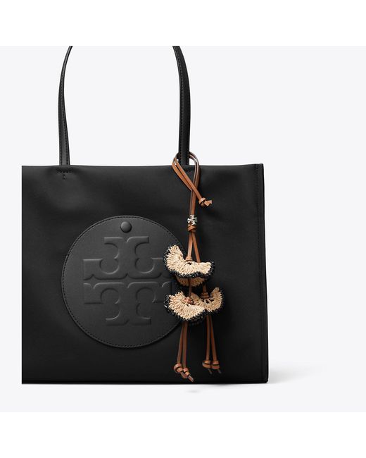 Tory Burch White Raffia Flowers Bag Charm, One Size