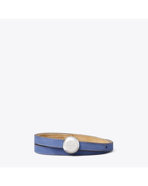 Tory Burch Blue Romy Reversible Suede Belt