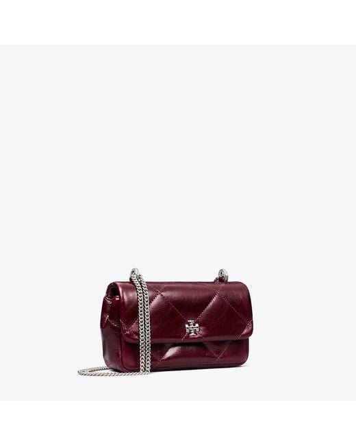 Tory Burch Purple Kira Diamond Quilt Distressed Mini Flap Bag, One Size