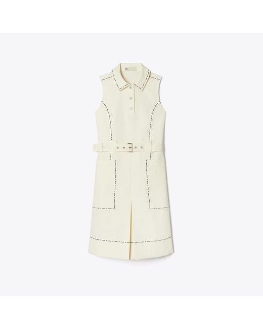Tory Burch Natural Pick Stitch Stretch Golf Dress