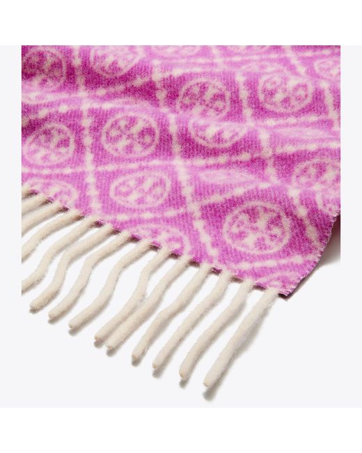 Tory Burch Pink T Monogram Oblong Scarf, One Size