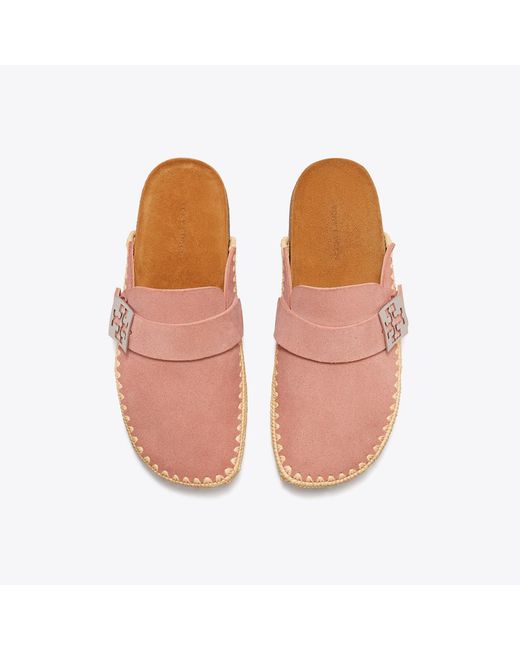 Tory Burch Pink Mellow Raffia Mule