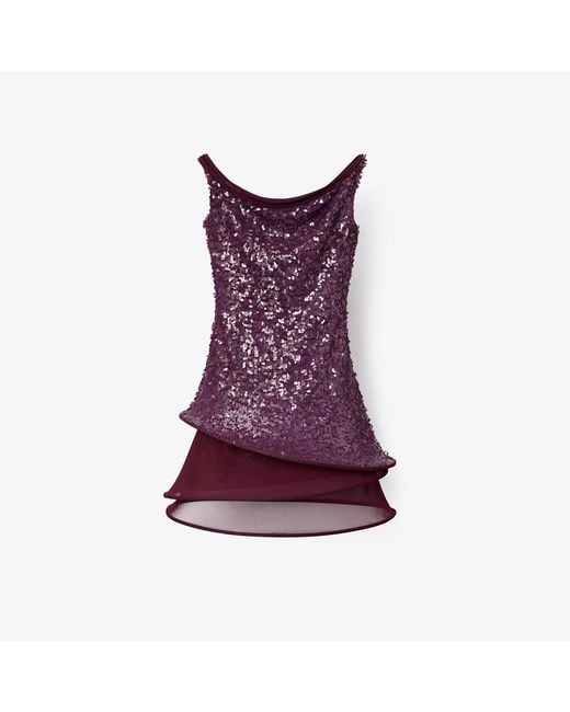 Tory Burch Purple Sequined Hoop Dress