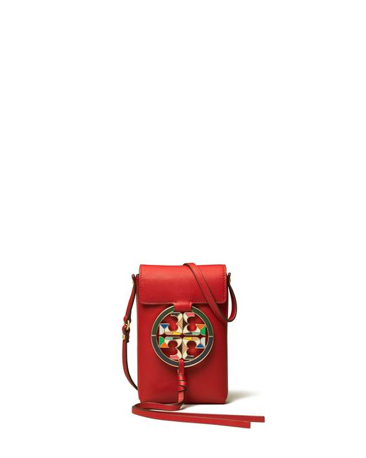 Tory Burch Red Miller Stained Glass Phone Cross Body Bag