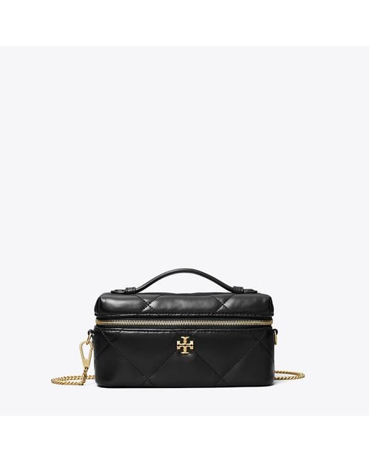 Tory Burch Black Kira Diamond Quilt East-West Vanity Case, One Size