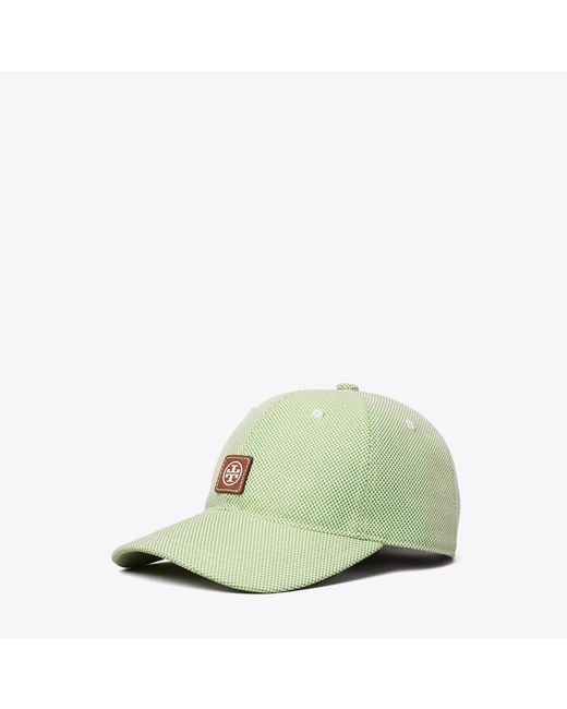 Tory Burch Green Two-Tone Canvas Baseball Cap