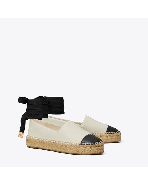 Tory Burch Black Cap-Toe Espadrille