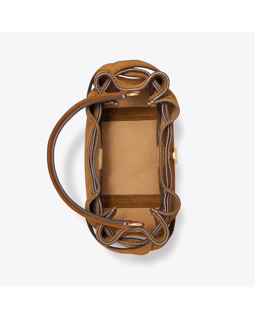 Tory Burch Brown Mini Romy Suede Bucket Bag, One Size