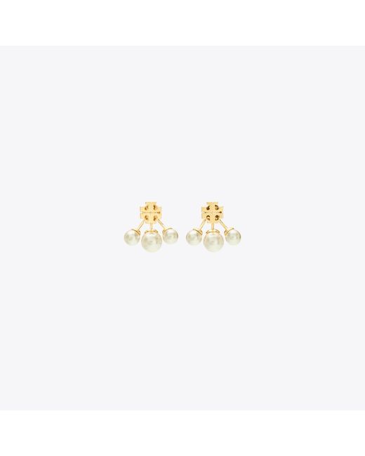 Tory Burch Metallic Moondance Pearl Front-Back Earrings
