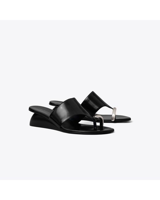Tory Burch Black Pierced Wedge Sandal
