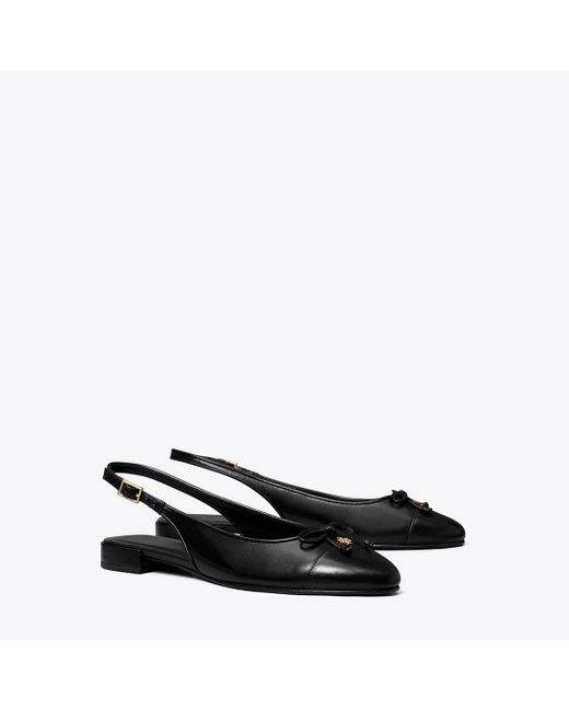 Tory Burch Black Cap-Toe Slingback