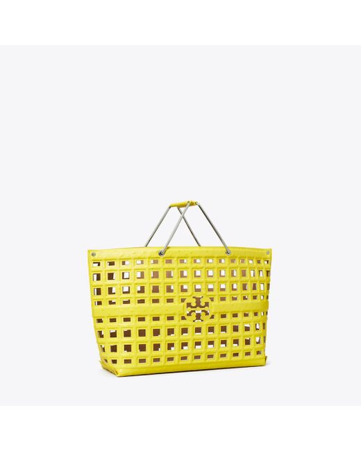 Tory Burch Yellow Ella Embossed Market Tote