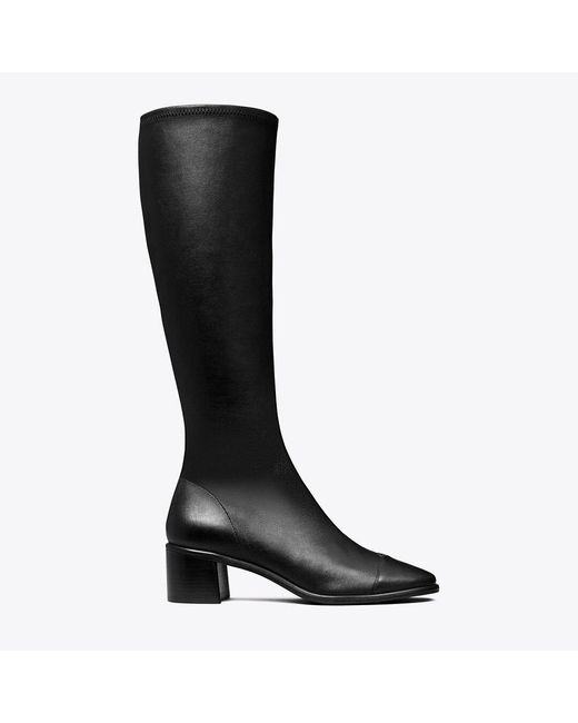 Tory Burch Black Cap-Toe Knee-High Boot