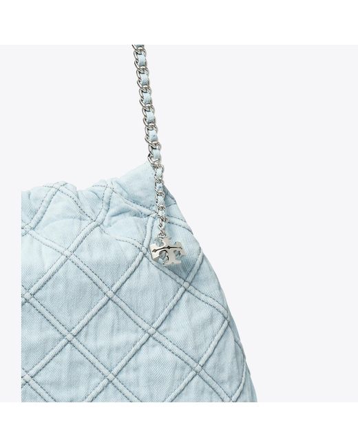 Tory Burch Blue Fleming Soft Denim Hobo Bag, One Size