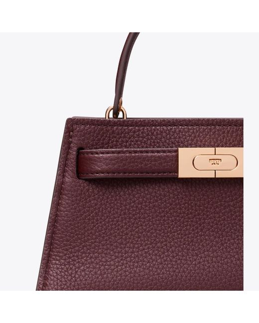 Tory Burch Purple Mini Lee Radziwill Pebbled Top-Handle Bag, One Size