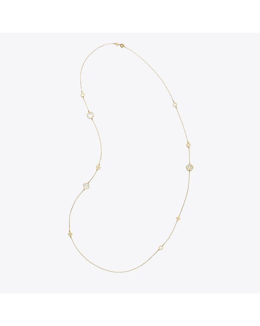 Tory Burch White Forget Me Not Long Necklace