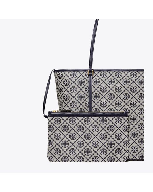 Tory Burch Gray T Monogram Zip Tote, One Size