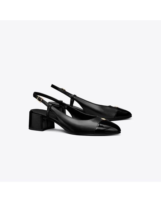 Tory Burch Black Cap-Toe Slingback 45Mm (Perfect/Perfect) Shoes