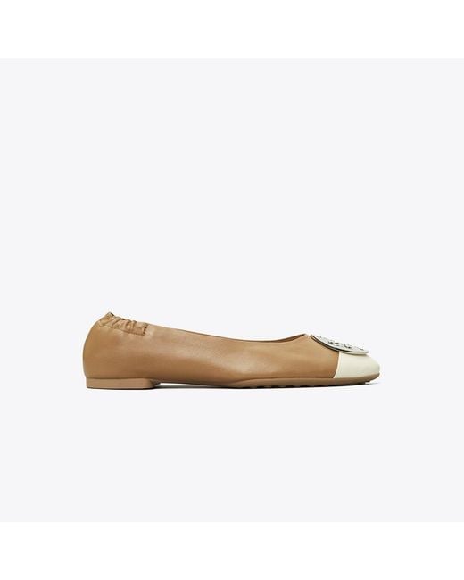 Tory Burch Natural Claire Cap-Toe Ballet