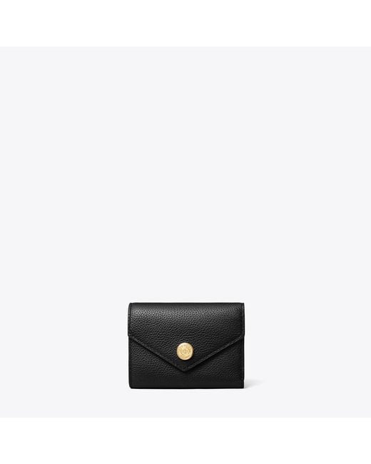 Tory Burch Black Small Pebble Envelope Wallet, One Size