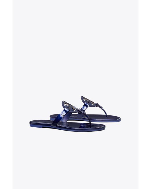 Tory Burch Miller Soft Patent Leather Sandal in Blue | Lyst